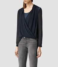 Allsaints Abi Slevee Top Black Size 0. Side Zipper