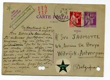 Carte entier Paix 50c+ 50c Y n°283 France-Belgique Esperanto Vignette 1937 Texte