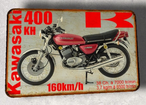 Plaque métal vintage kawasaki - vintage,