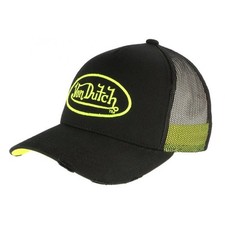 Casquette Von Dutch Jaune Fluo et Noire Filet Baseball Neo-Taille unique