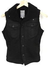 G-STAR Arc Teddy Jkt S/Less Waistcoat Women's SMALL Denim Sherpa Lined Black