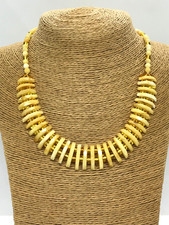 COLLIER AMBRE cadeau jaune d'oeuf col à facettes LUXE perles rondes baltes 17...