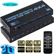 HDMI Matrix Switch 4x4 HDMI Matrix Switcher Splitter 4 in 4 Out Support 4K @60HZ