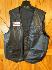 Victory B.I.E. Custom Leather Black Leather Snap Motorcycle Biker Vest USA 3XL (