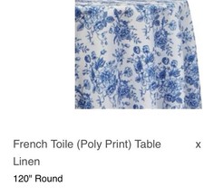 French Toile (Poly Print) Table  Linen, 120 Inch Round