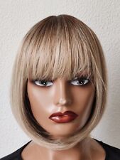 SHYLOHAIR Perruque Bob court droites avec frange  blond et brun pour les femmes