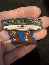 Disney WDW Cruise Line Chip & and Dale Surfboard Point Us To The Buffet Pin