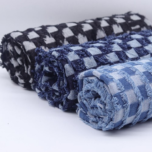 Tissu denim écossais - tissu,