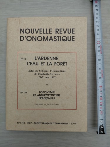Revue onomastique 10 1987 - onomastique, n°9-10