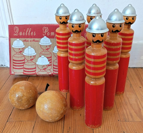 Jeu ancien quilles pompiers - ancien, "quilles
