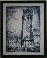Dessin  Encre  FURNES Eglise