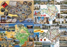 Lot of 4 old postcards postcard GARD map geographical department