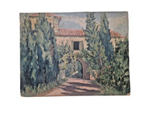 V. Makovsky -Huile sur carton - Paysage de Provence / Cyprès- Réalisme - ca 1920