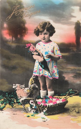 Paques petite fille avec - cp,