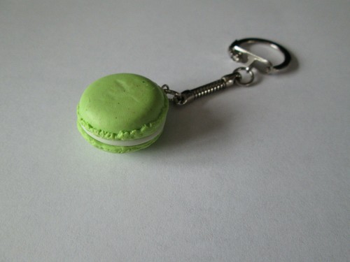 Porte clés macaron vert - clés,