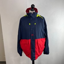 Vtg Helly Hansen Helly Tech Sailing Windbreaker Jacket Men's 2XL Red/Navy Blue