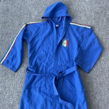Bassetti Mania Italia FIGC Bathrobe Mens Large Blue Microfiber Robe House Coat
