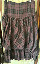 Myrine & Me Plum & Black Plaid Line Wool Blend Balloon Layer Skirt Sze M
