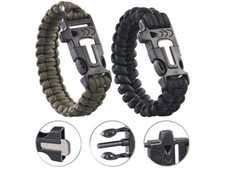 Set de 2 bracelets de survie avec sifflet, pierre à feu et couteau - Semptec Ur