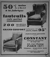 1930 ADVERTISING CONSTANT PATINATED LEATHER CHAIRS - ADVERTISING