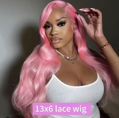 Pink lace front human hair - lace, wig