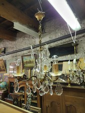 LUSTRE A PAMPILLES 3 AMPOULES GAINE DE VERRE N23