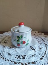 Small jam jar, sugar bowl strawberry decor 