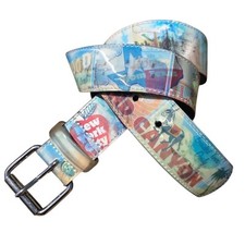 Womens Road Trip Belt XL Retro USA Billboard Hologram Travel Souvenir Nostalgic