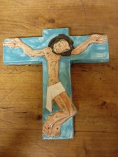 religious cross art deco ceramic stoneware by roger guerin a bouffioulx