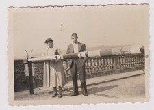 old photo ?️ couple barrier Luxembourg border 1956 silver