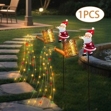 Arrosoir solaire lumineux Père Noël avec piquet de jardin pour porche, allée