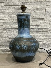 Rare Lampe Jacques Blin Bleu Decor Volatiles Animaux 1950