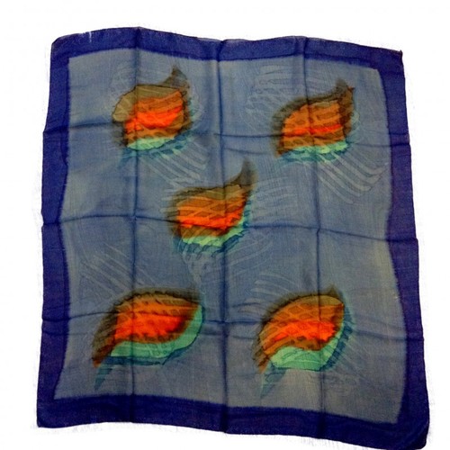 Foulard carré soie bleue - soie,