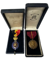 WWI WWII BELGIUM BELGIAN WAR KING ALBERT &LABOR DECORATION MERIT MEDAL ALL BOXED
