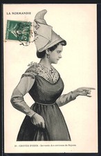 Old postcard Servante des environs de Bayeux, Coiffes d'Hier 1910 