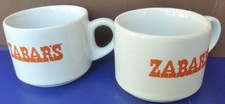 Set of 2 Vintage Zabars Expresso Mug Cups Ny Orange White 2” Tall