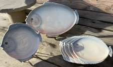 Service à Poisson Ancien Vintage Design Faïence Vaisselle Mer Marine