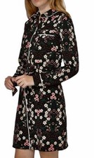 Dorothy Perkins Femmes Imprimé Floral Ceinture Robe Chemise Noir Manches Longues