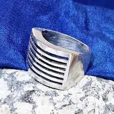 Bague Moderniste Artisan Argent 925 Taille 54 5,7 G Dessus Ajouré