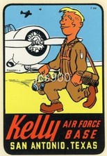 VINTAGE KELLY AIR FORCE BASE SAN ANTONIO TEXAS STATE SOUVENIR TRAVEL DECAL RARE