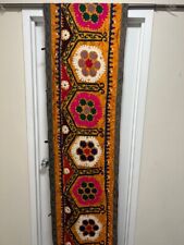 Vintage black suzani fabric, Uzbek tapestry wall hanging, embroidered Long Tent
