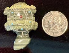 Turtle Tortoise Native Zuni Stone Carved Fetish Carving Signed Georgette Quam