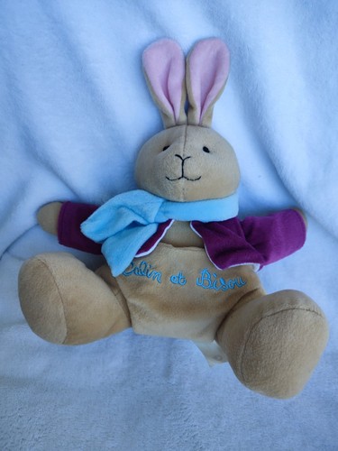 Doudou lapin marron - marron, bleu