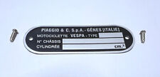 Plaque constructeur PIAGGIO - Plaque constructeur vespa - vin plate vespa