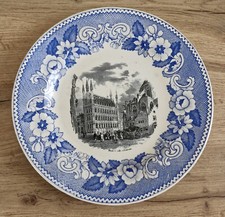 Assiette ancienne BOCH Keramis – Hôtel de Ville Louvain – Faïence Belgique XIXe