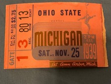 1939 University Michigan Football vs Ohio State Football Ticket Tom Harmon