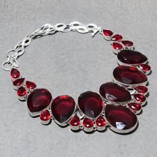 Collier bijoux cadeau fait main pierre précieuse forme poire grenat du Mozamb...