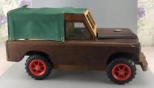 LARGE WOODEN LAND ROVER WITH CANVAS BACK DAMAGED AXLE GOOD STATIC DISPLAY PIECE