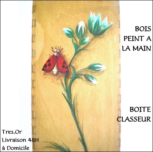 Boite classeur bois peint - classeur,