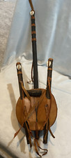 Collectible KORA String Instrument West Africa Gourd Brown Cow Skin Bridge Lute